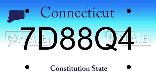 7D88Q4 Connecticut License Plate
