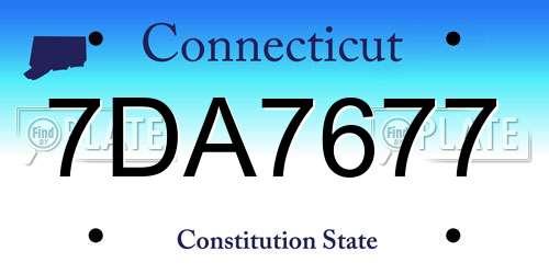 7DA7677 Connecticut License Plate