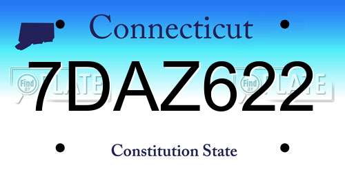 7DAZ622 Connecticut License Plate