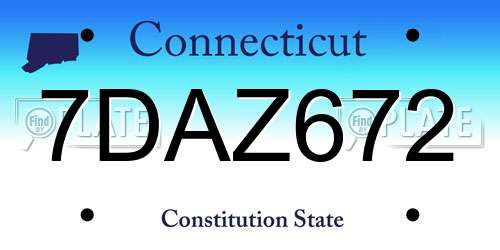 7DAZ672 Connecticut License Plate