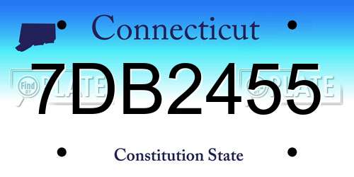 7DB2455 Connecticut License Plate