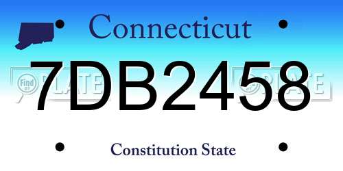 7DB2458 Connecticut License Plate