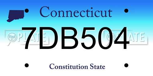 7DB504 Connecticut License Plate