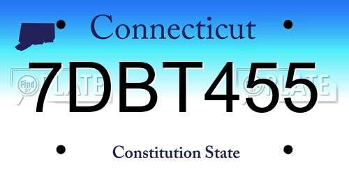 7DBT455 Connecticut License Plate