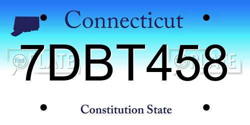 7DBT458 Connecticut License Plate