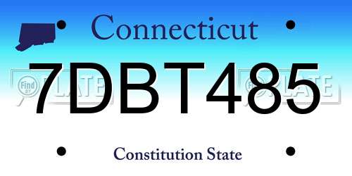 7DBT485 Connecticut License Plate