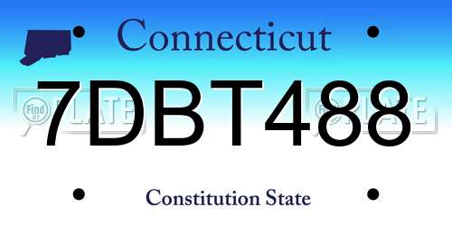7DBT488 Connecticut License Plate