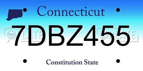 7DBZ455 Connecticut License Plate
