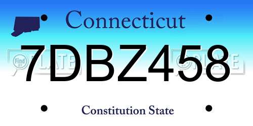 7DBZ458 Connecticut License Plate