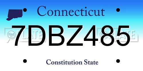 7DBZ485 Connecticut License Plate