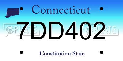7DD402 Connecticut License Plate
