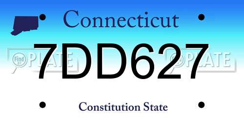 7DD627 Connecticut License Plate
