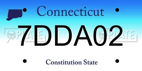 7DDA02 Connecticut License Plate