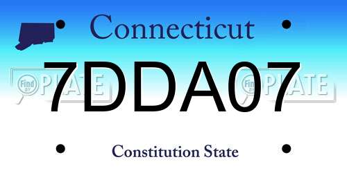 7DDA07 Connecticut License Plate