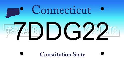 7DDG22 Connecticut License Plate