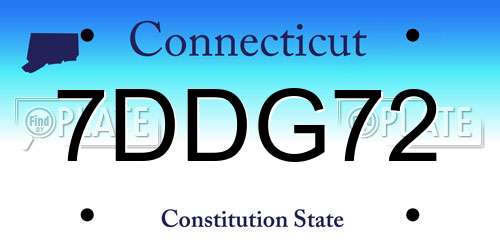 7DDG72 Connecticut License Plate