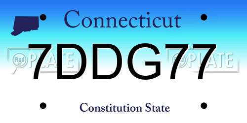 7DDG77 Connecticut License Plate