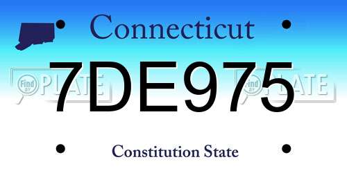 7DE975 Connecticut License Plate