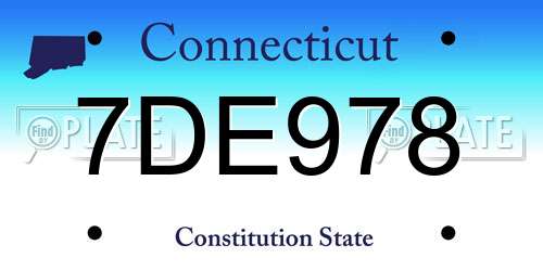 7DE978 Connecticut License Plate