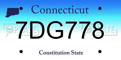 7DG778 Connecticut License Plate