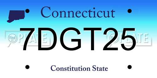 7DGT25 Connecticut License Plate