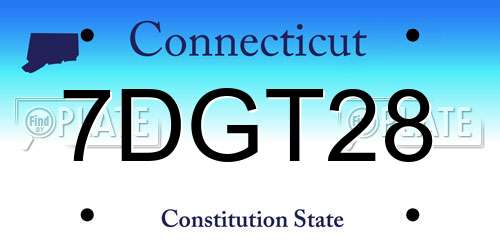 7DGT28 Connecticut License Plate