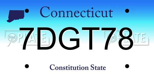7DGT78 Connecticut License Plate