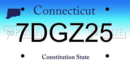 7DGZ25 Connecticut License Plate