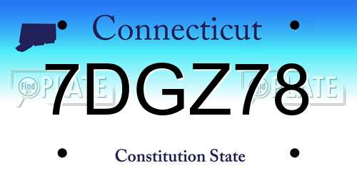 7DGZ78 Connecticut License Plate