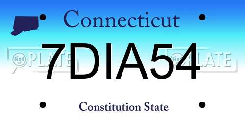 7DIA54 Connecticut License Plate