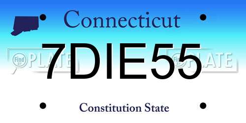 7DIE55 Connecticut License Plate
