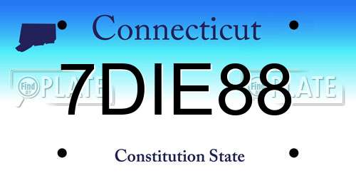 7DIE88 Connecticut License Plate