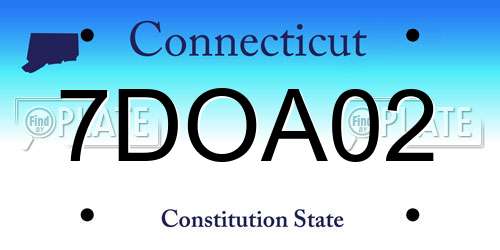 7DOA02 Connecticut License Plate