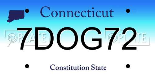 7DOG72 Connecticut License Plate