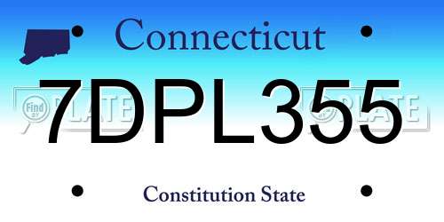 7DPL355 Connecticut License Plate