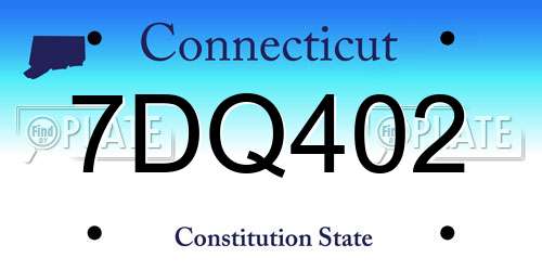 7DQ402 Connecticut License Plate