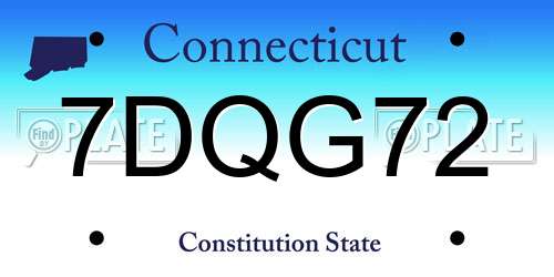 7DQG72 Connecticut License Plate
