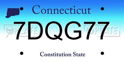 7DQG77 Connecticut License Plate