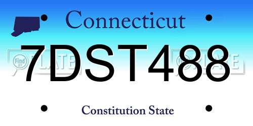 7DST488 Connecticut License Plate