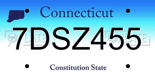7DSZ455 Connecticut License Plate