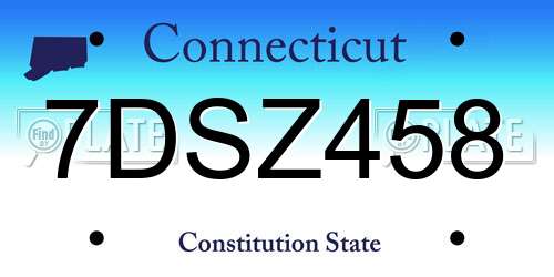 7DSZ458 Connecticut License Plate