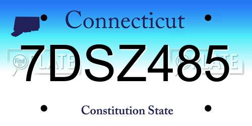 7DSZ485 Connecticut License Plate