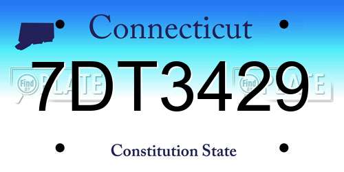 7DT3429 Connecticut License Plate