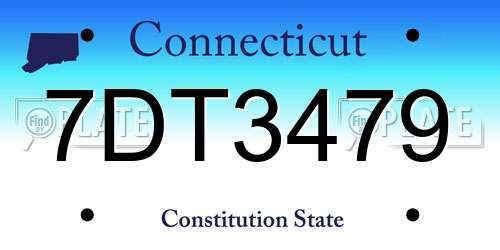 7DT3479 Connecticut License Plate