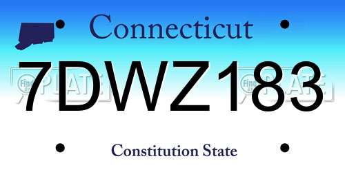 7DWZ183 Connecticut License Plate