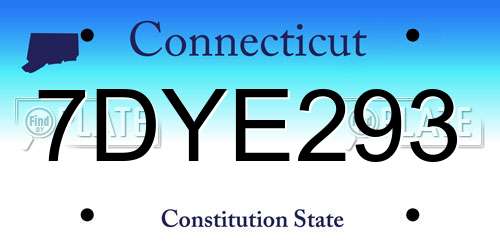 7DYE293 Connecticut License Plate
