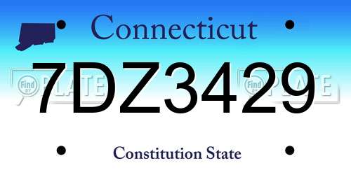 7DZ3429 Connecticut License Plate