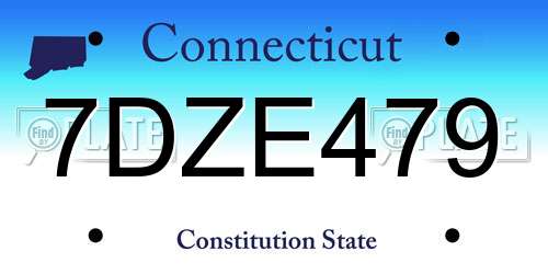 7DZE479 Connecticut License Plate