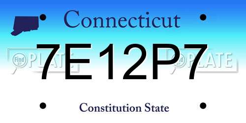 7E12P7 Connecticut License Plate