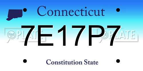 7E17P7 Connecticut License Plate
